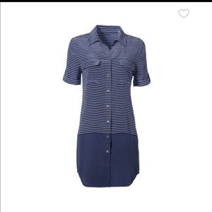 Equipment Blue Color Block Stripe Shirt Dress S